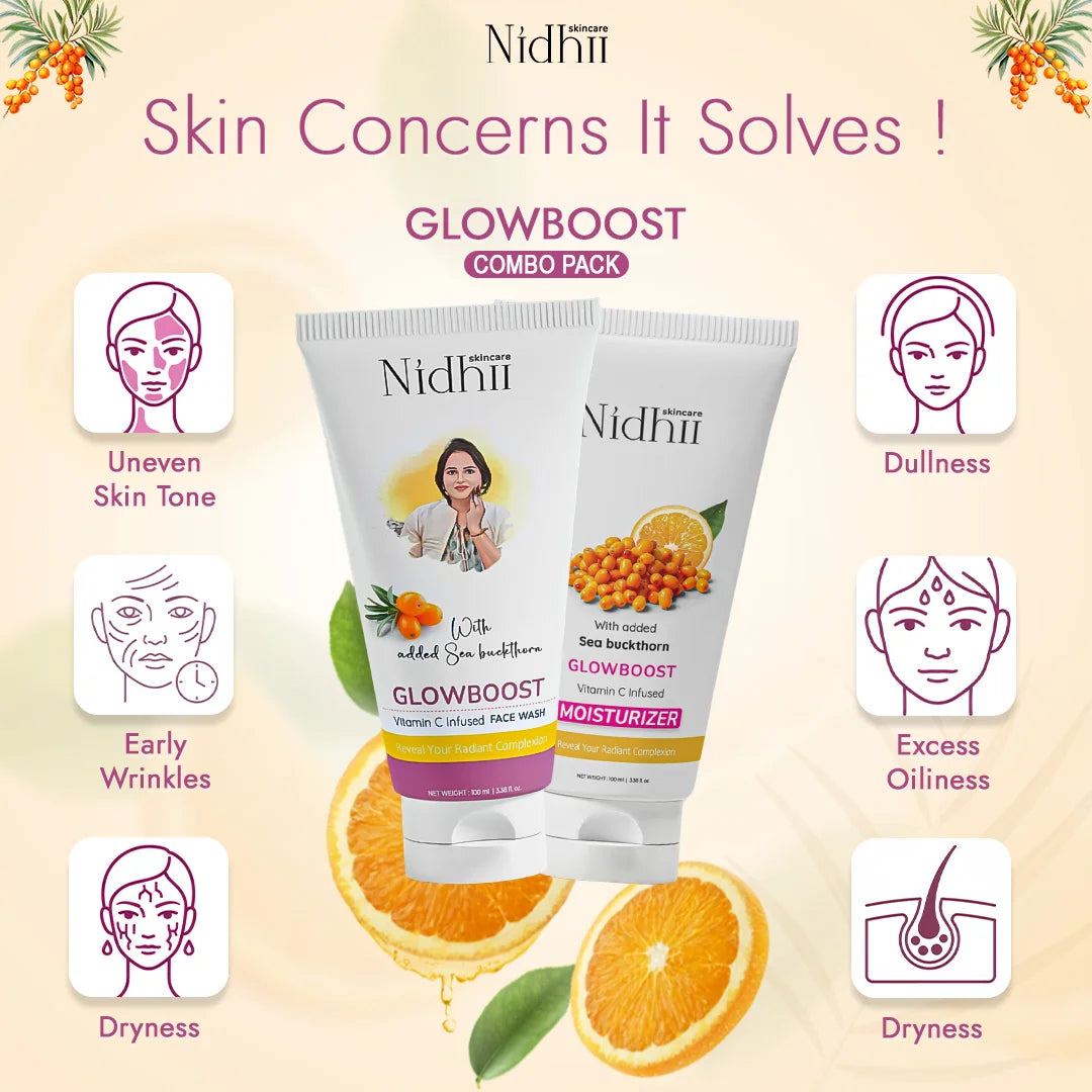 Nidhii Skincare GlowBoost Vitamin C Facewash + Glowboost Vitamin C Infused Moisturizer Combo