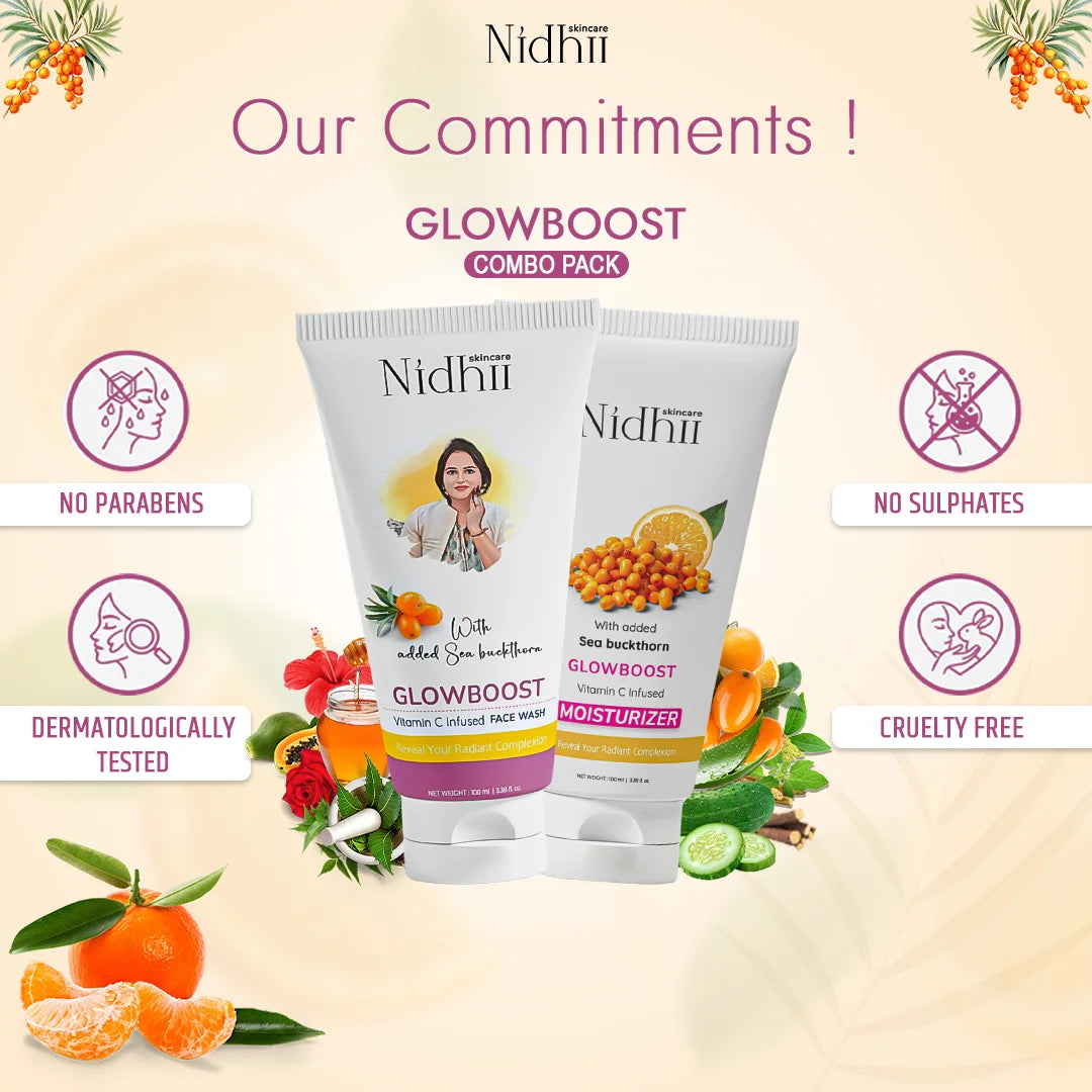 Nidhii Skincare GlowBoost Vitamin C Facewash + Glowboost Vitamin C Infused Moisturizer Combo