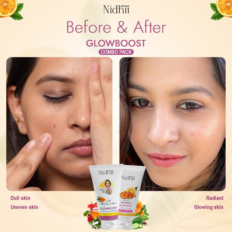Nidhii Skincare GlowBoost Vitamin C Facewash + Glowboost Vitamin C Infused Moisturizer Combo