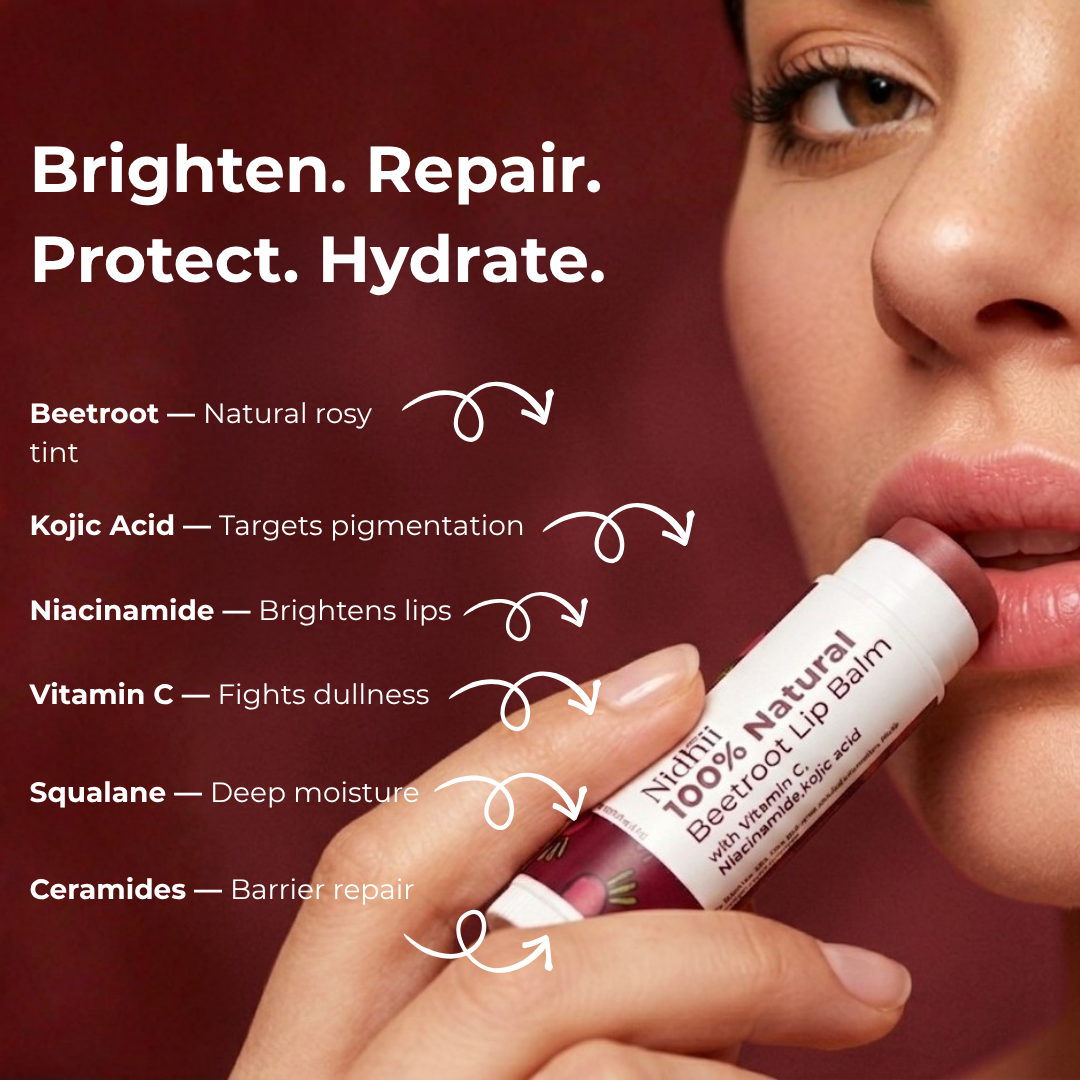 Nidhii Skincare Beetroot Lip Balm with SPF 50 PA++++ I 4.5g