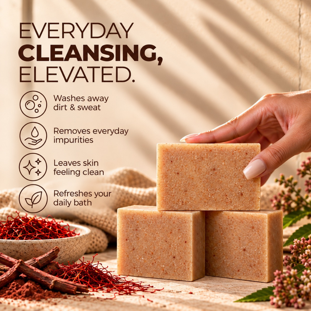 Kesar + Manjistha Daily Glow Bar | Everyday Cleansing for Fresh, Radiant-Looking Skin | 100g