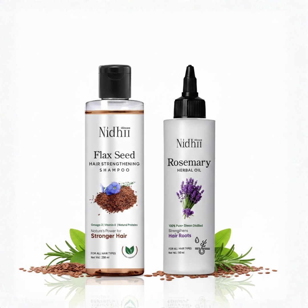Flax seed Shampoo + Rosemary Herbal Oil combo