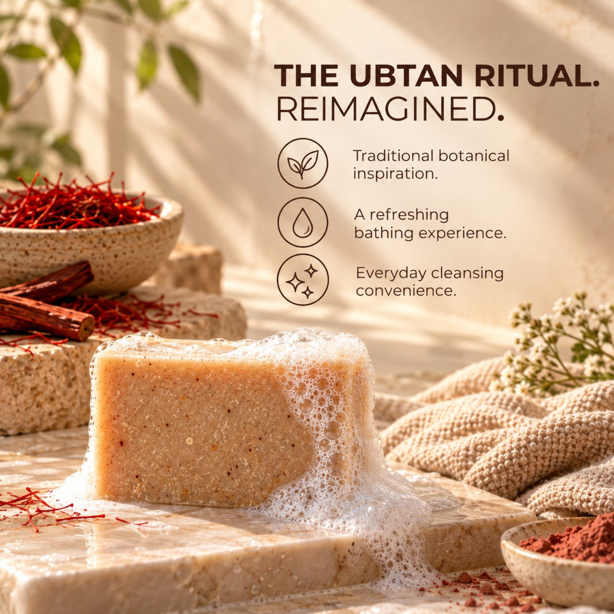 Kesar + Manjistha Daily Glow Bar | Everyday Cleansing for Fresh, Radiant-Looking Skin | 100g