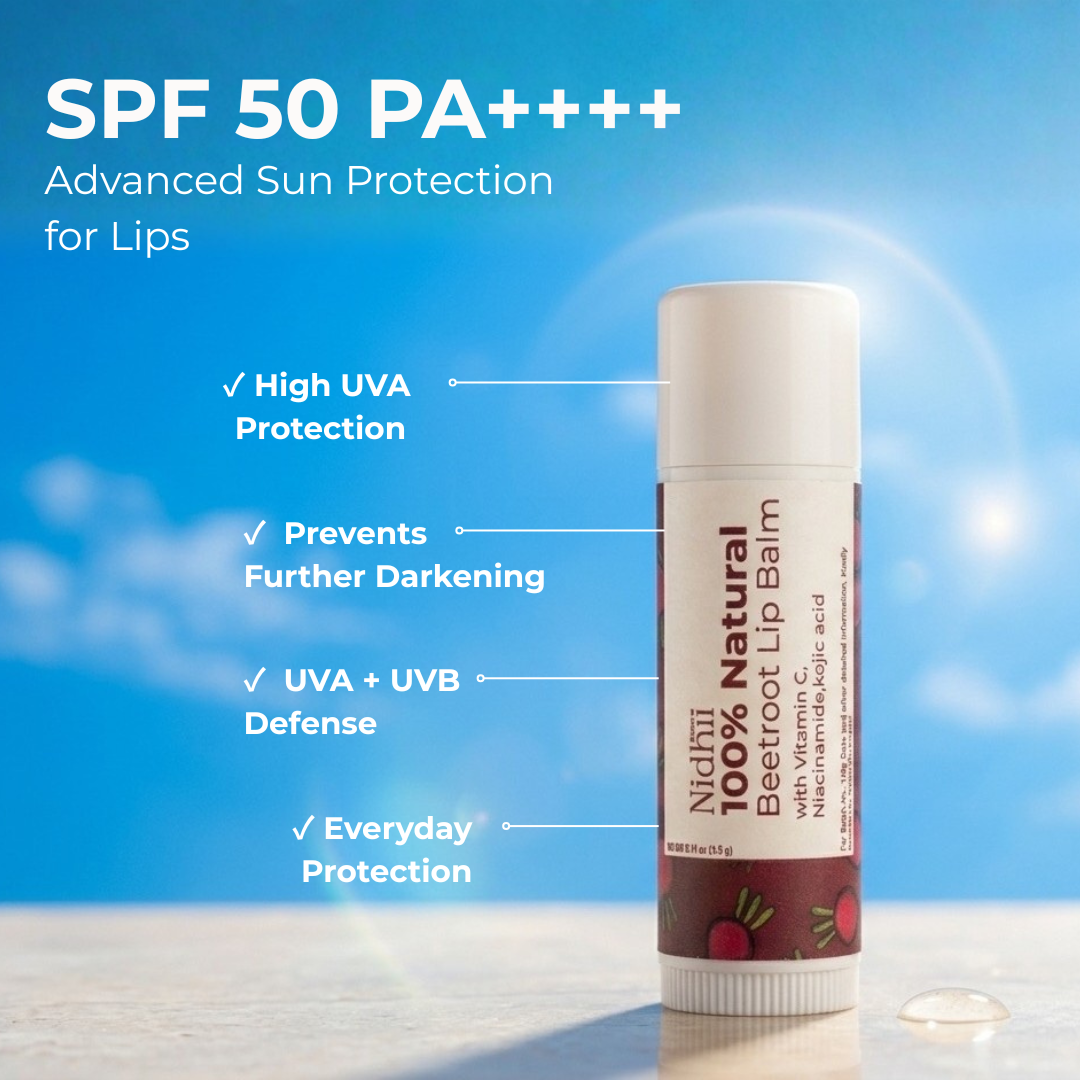 Nidhii Skincare Beetroot Lip Balm with SPF 50 PA++++ I 4.5g
