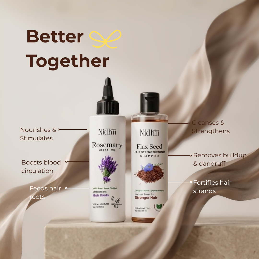Flax seed Shampoo + Rosemary Herbal Oil combo