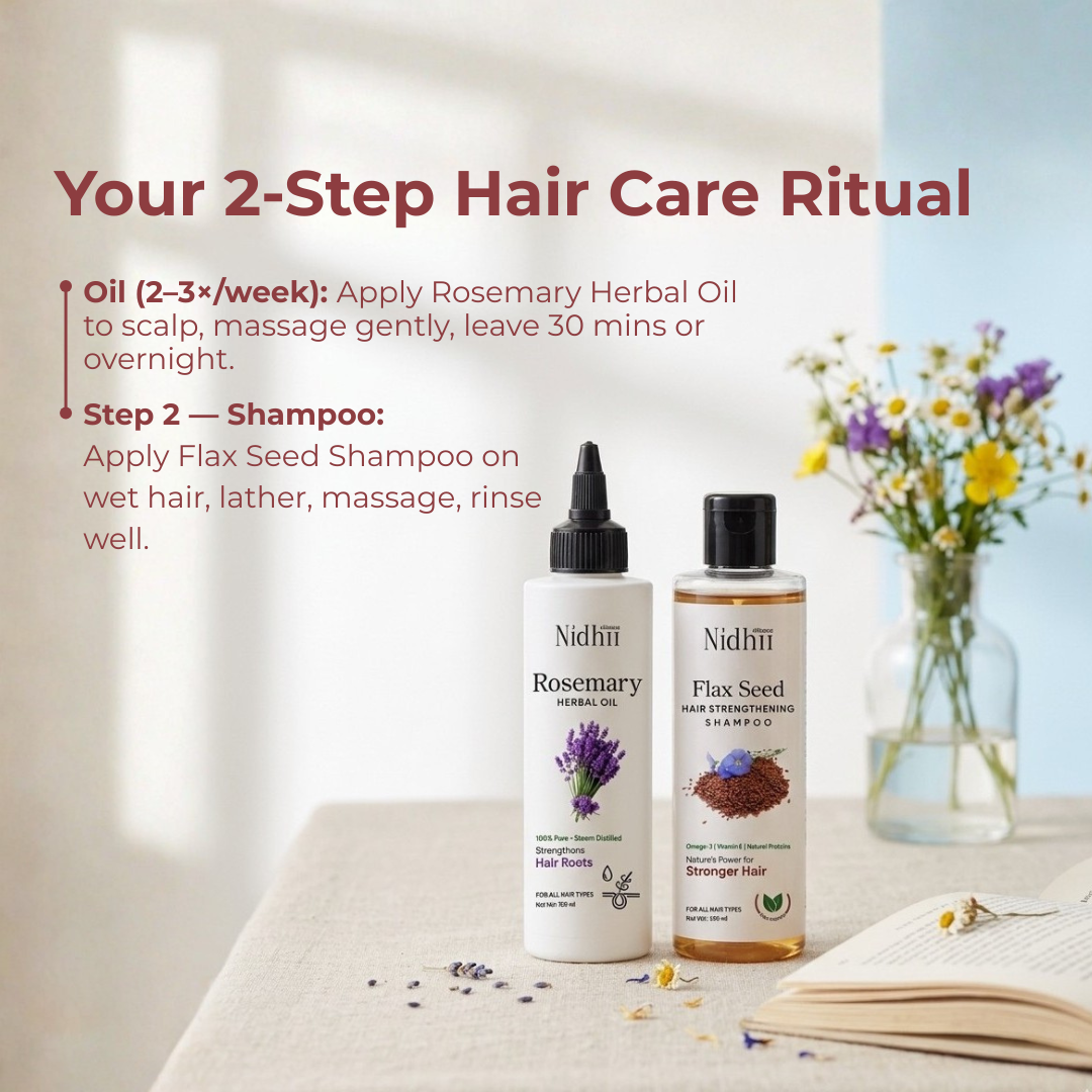 Flax seed Shampoo + Rosemary Herbal Oil combo