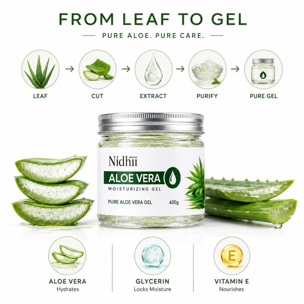 Nidhii Aloe Vera Moisturising Gel with Vitamin E – 400 g