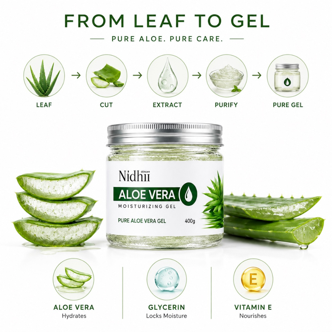 Nidhii Aloe Vera Moisturising Gel with Vitamin E – 400 g