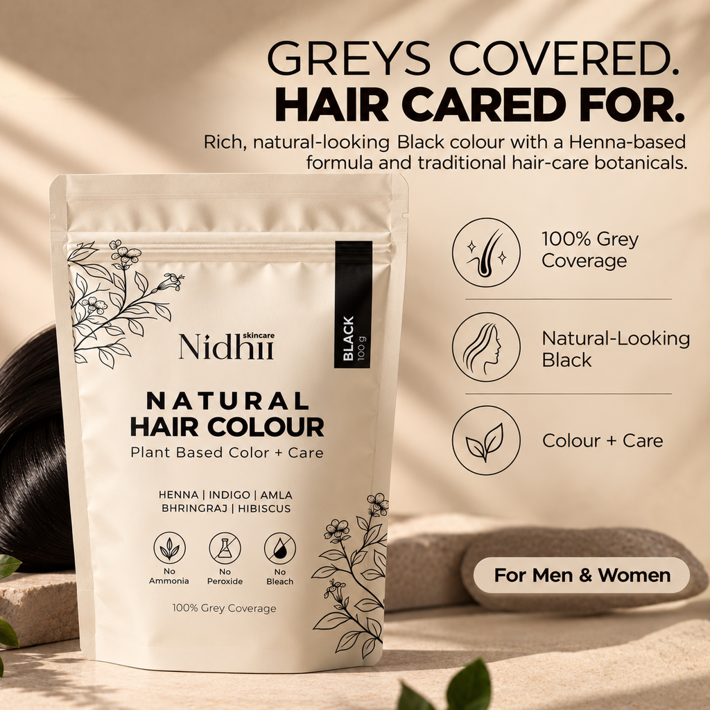 Natural Black Hair Colour for 100% Grey Coverage | Henna, Indigo, Amla, Bhringraj & Hibiscus | 100g