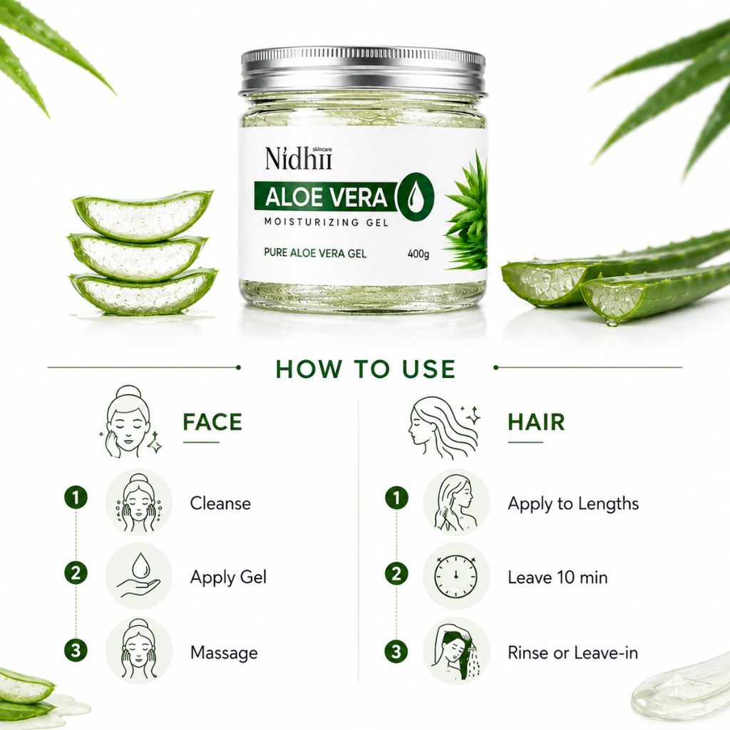 Nidhii Aloe Vera Moisturising Gel with Vitamin E – 400 g