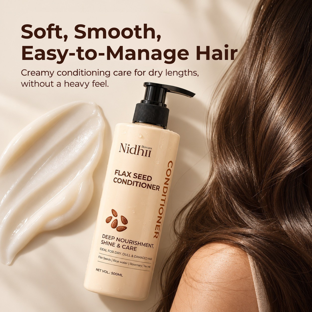 Flax Seed Strengthening Conditioner | De-Frizz, Soften & Strengthen with Rice Protein | 500ml