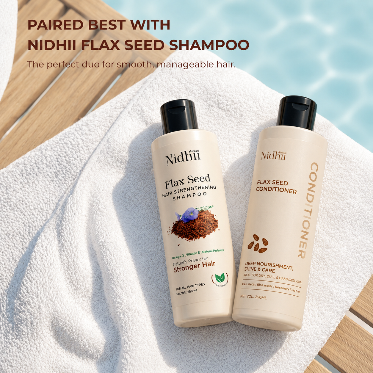 Flax Seed Conditioner | Reduces Frizz & Strengthens Hair with Rice Water (250ml)