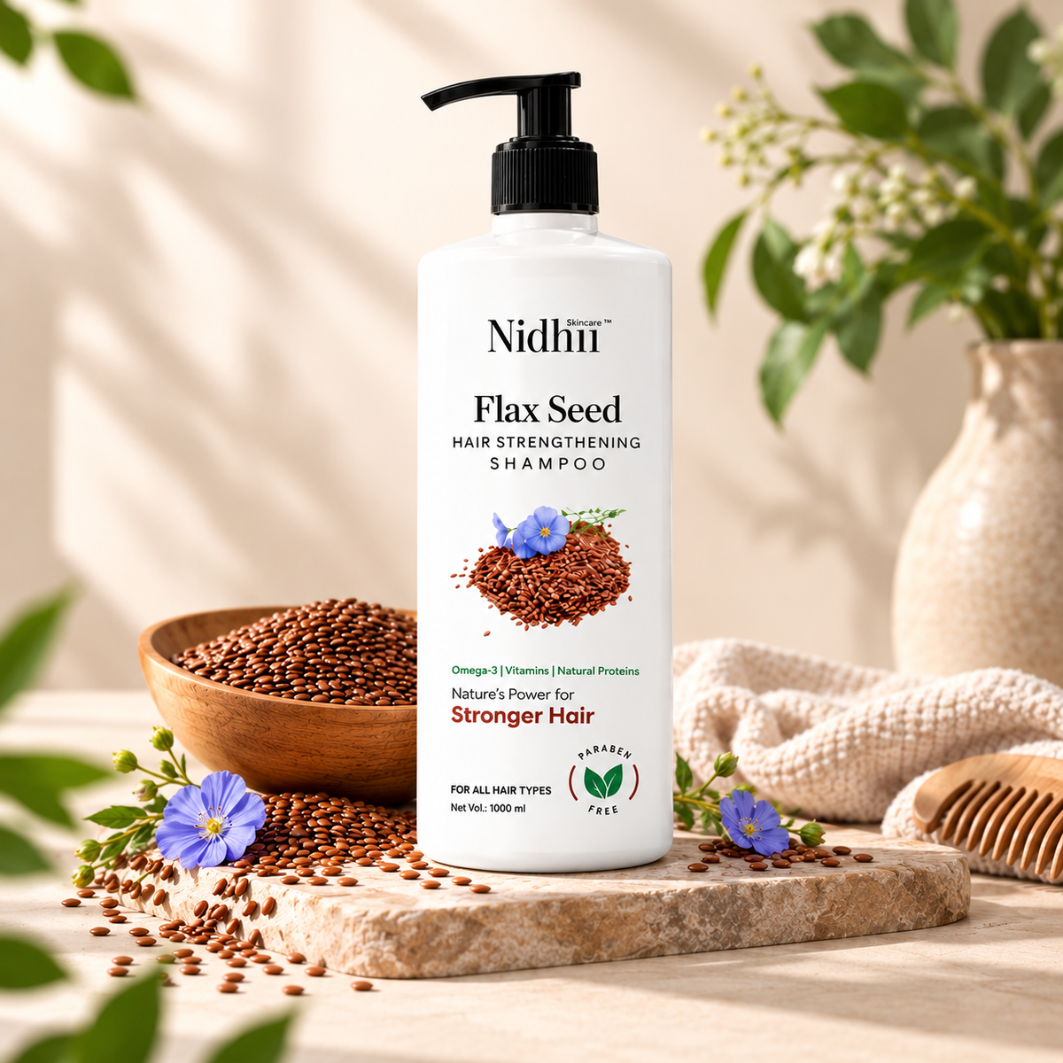 Flaxseed Hair Strengthening Shampoo 1000ml | Helps Reduce Hair Fall & Breakage | For Stronger, Healthier Hair