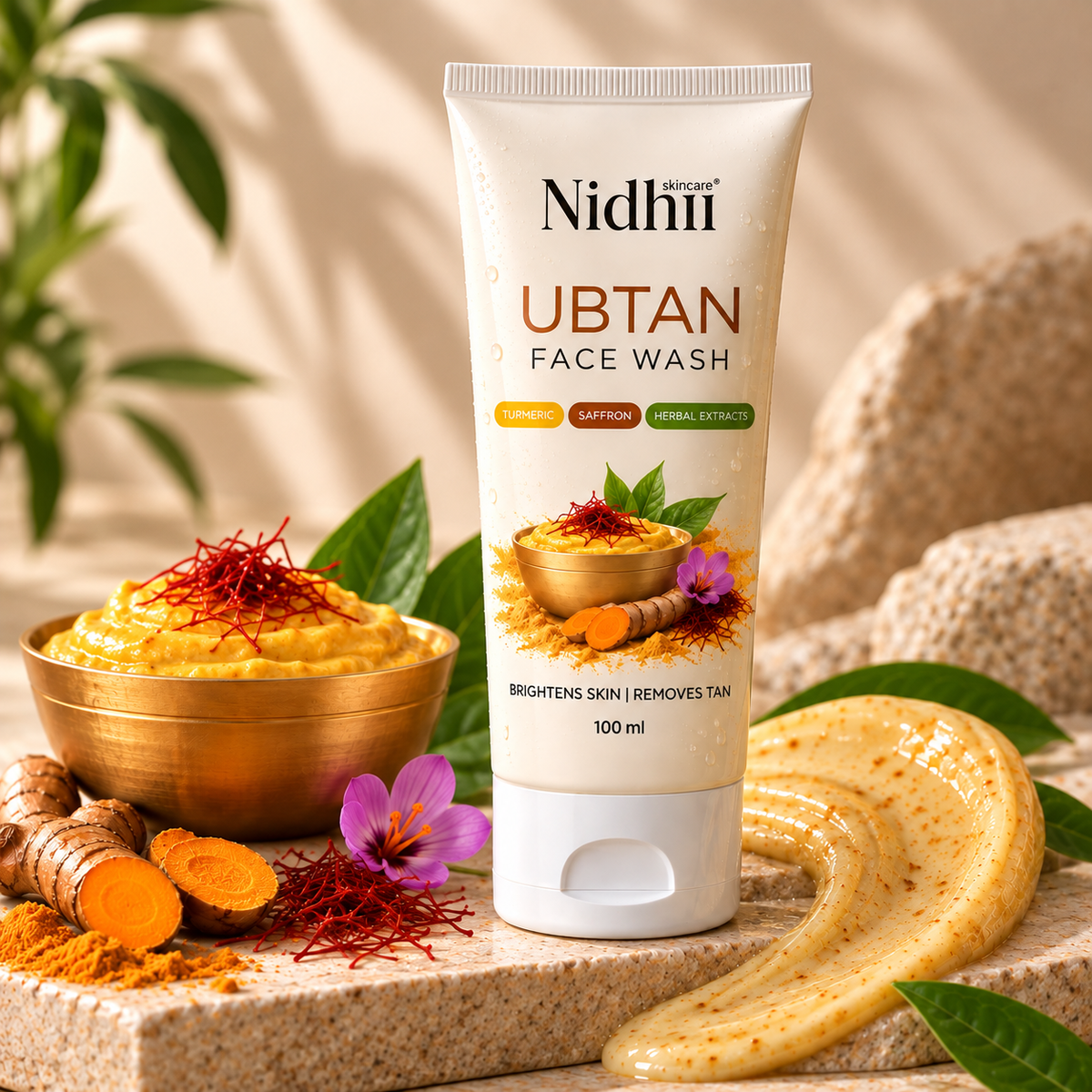 Ubtan De-Tan Face Wash | Gentle Brightening with Saffron & Licorice (100ml)