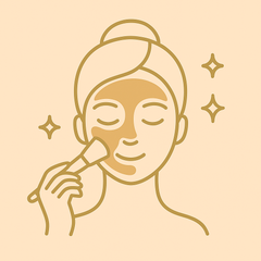 Use the Glowing Face Scrub first to gently exfoliate and remove dead skin cells.