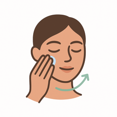 Take a small amount of moisturiser on your fingertips. Dot it evenly across your face and neck. Let it absorb completely into the skin