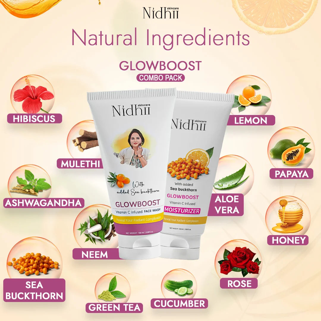 Nidhii Skincare GlowBoost Vitamin C Facewash + Glowboost Vitamin C Infused Moisturizer Combo