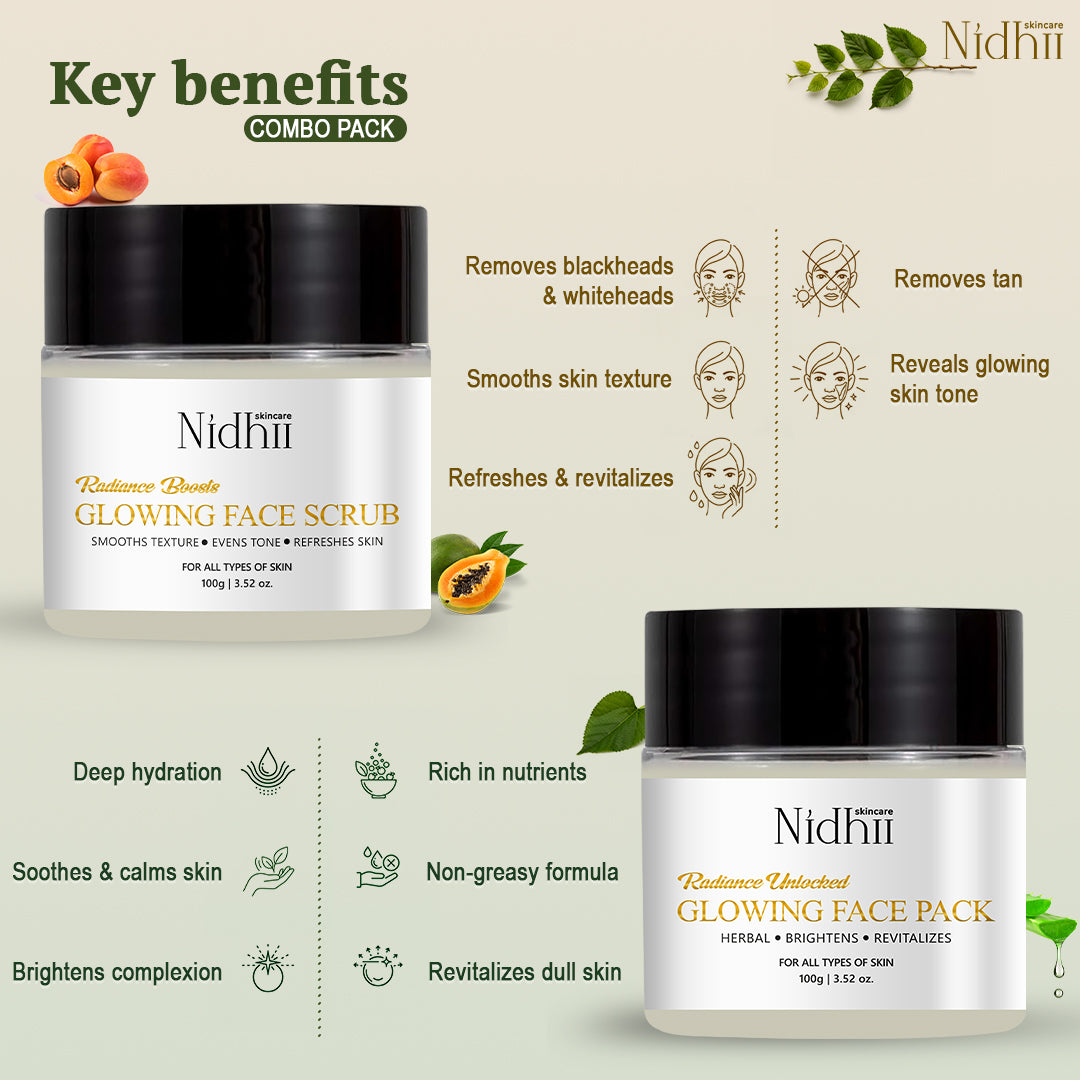 Skin Glow Face Pack & Glowing Face Scrub combo