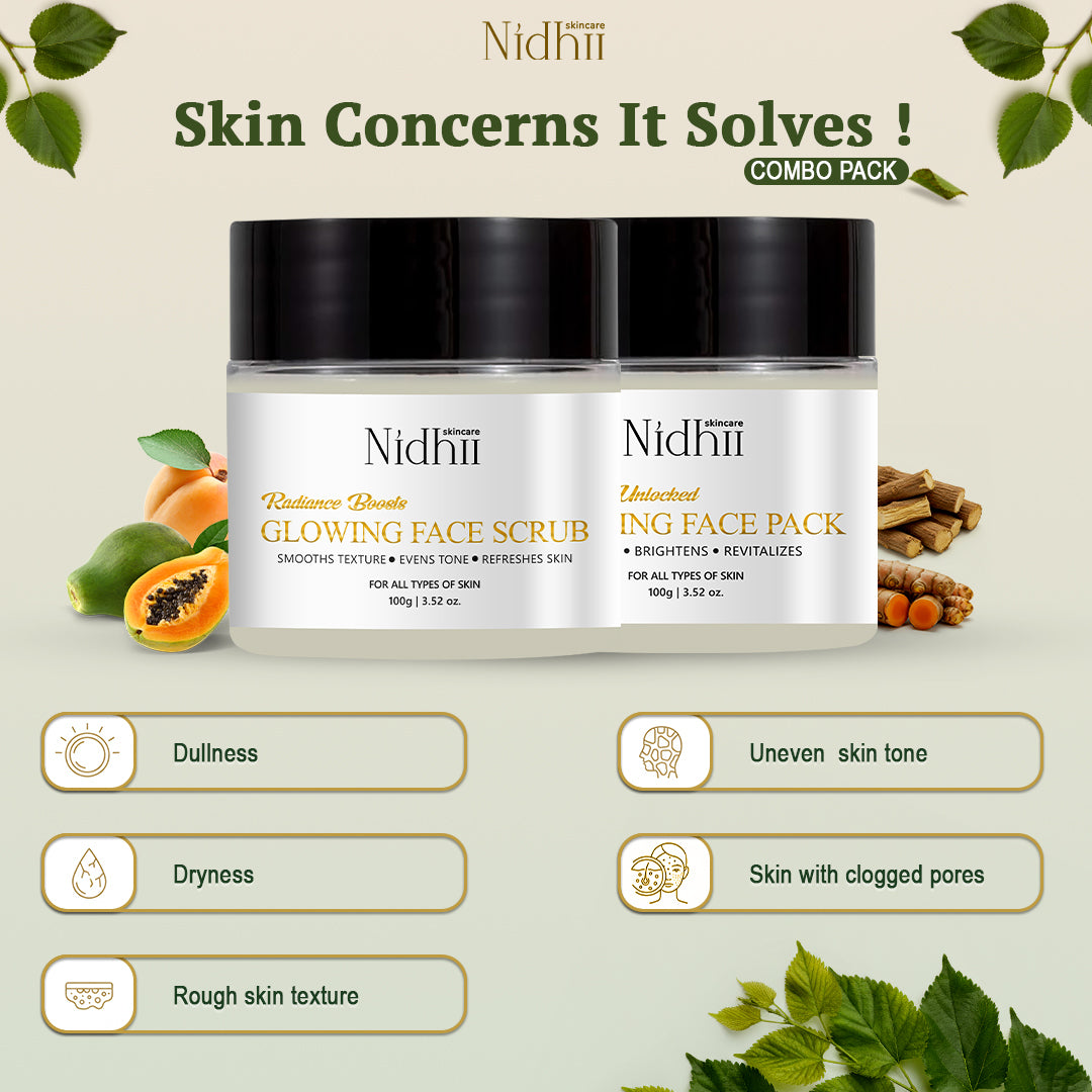 Skin Glow Face Pack & Glowing Face Scrub combo