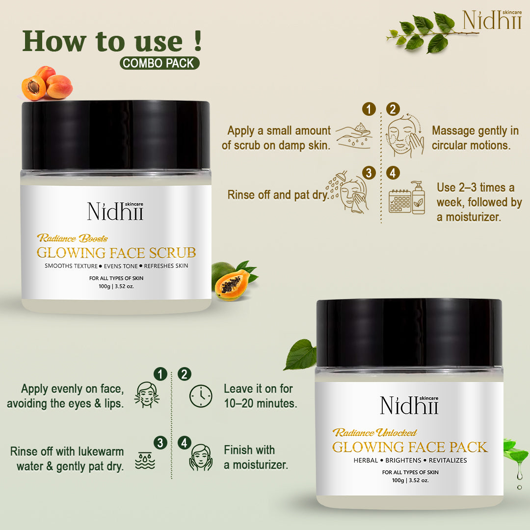 Skin Glow Face Pack & Glowing Face Scrub combo