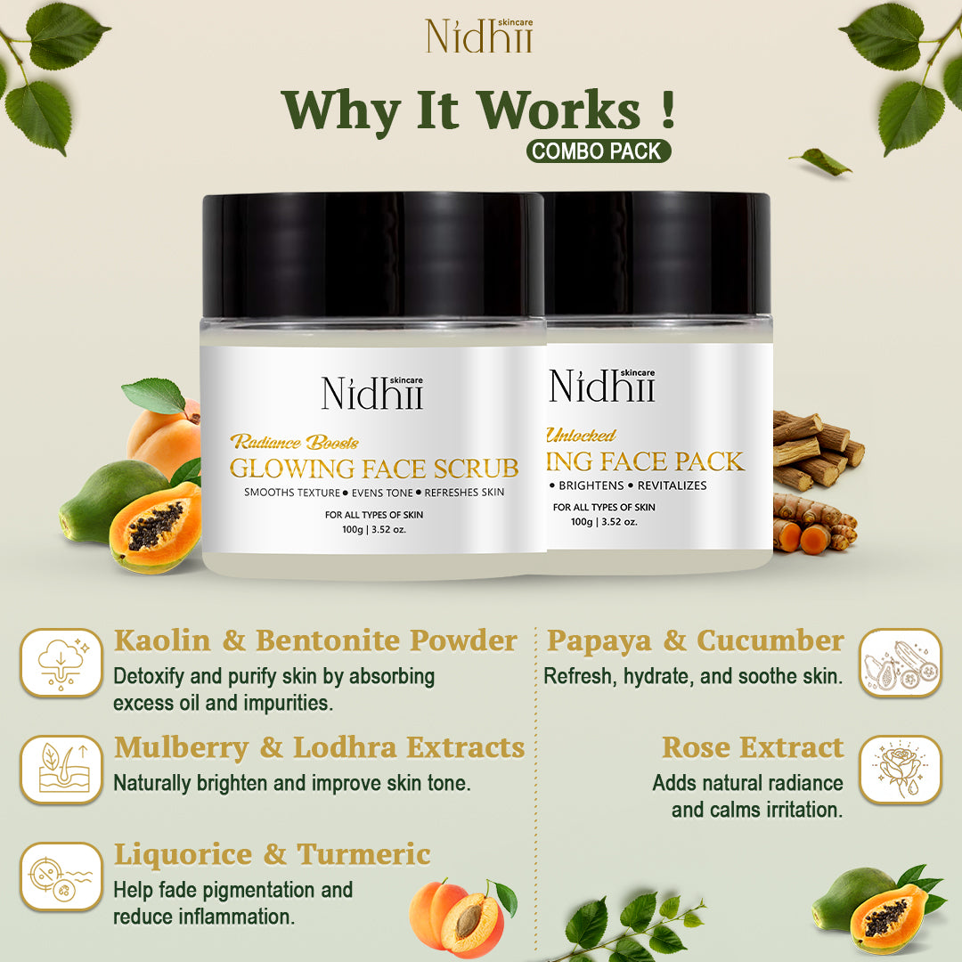 Skin Glow Face Pack & Glowing Face Scrub combo