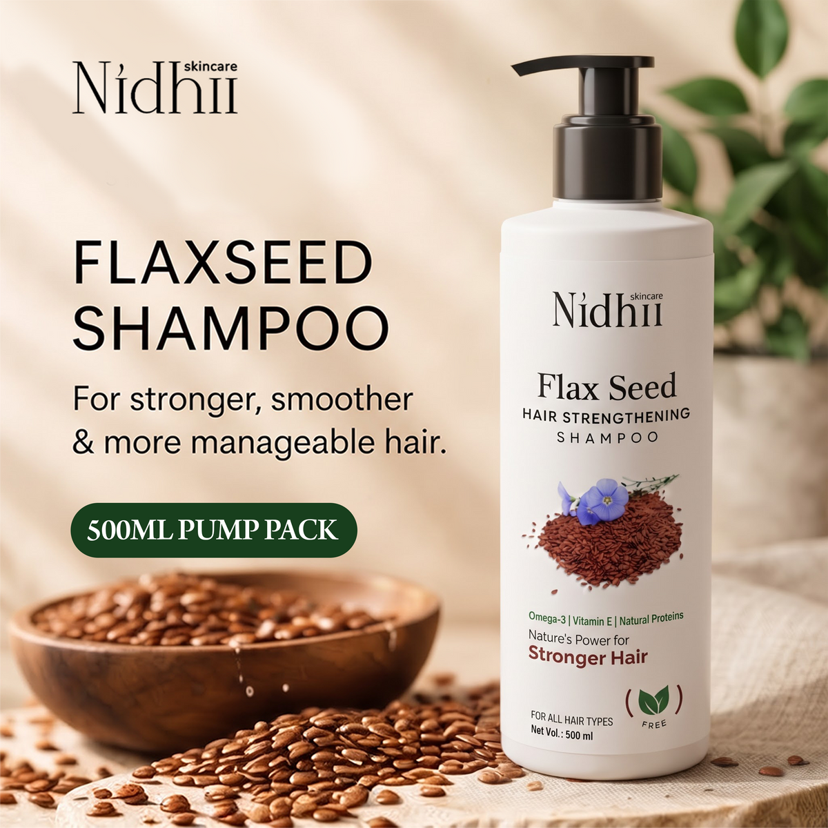Flaxseed Hair Strengthening Shampoo 500ml| Reduces Breakage & Adds Shine | All Hair Types