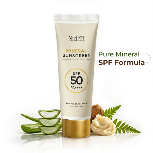 100% Mineral Sunscreen SPF 50 PA++++ | With Zinc Oxide, Titanium Dioxide & Aloe Vera (50m)l)
