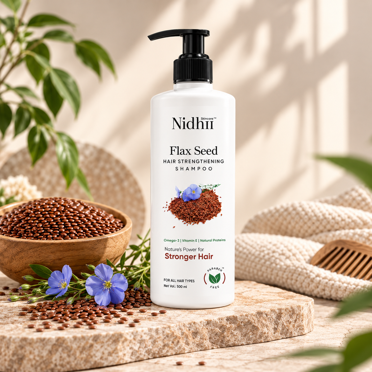 Flaxseed Hair Strengthening Shampoo | Reduces Breakage & Adds Shine | All Hair Types I 500ml
