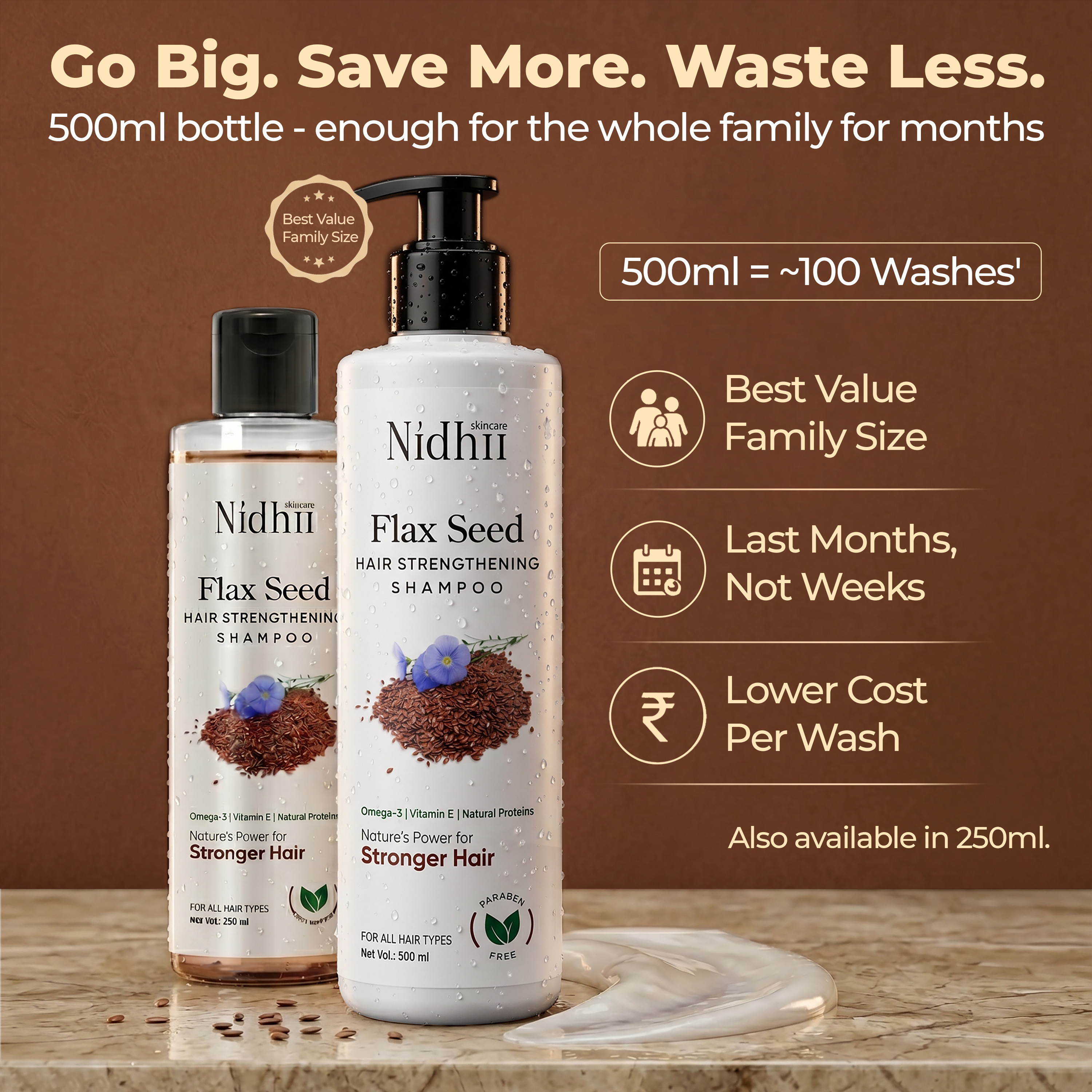 Flaxseed Hair Strengthening Shampoo | Reduces Breakage & Adds Shine | All Hair Types