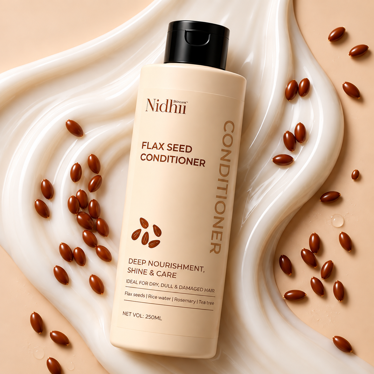 Flax Seed Conditioner | Reduces Frizz & Strengthens Hair with Rice Water (250ml)