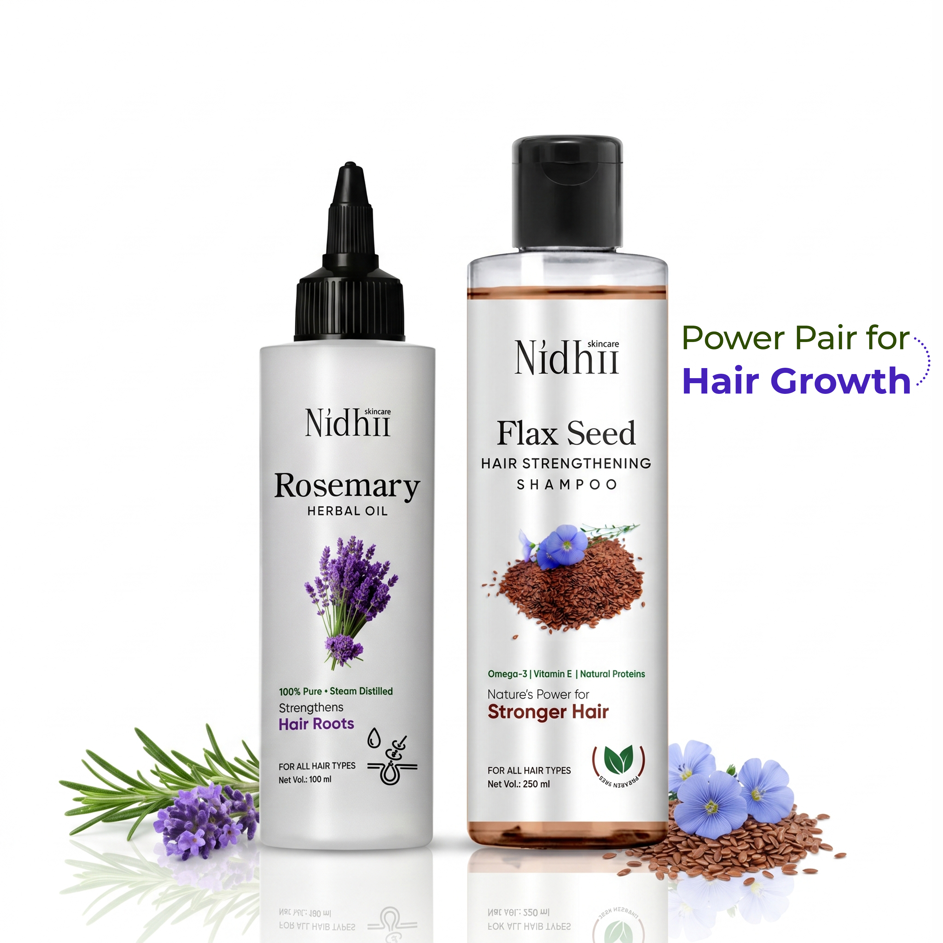 Flax seed Shampoo + Rosemary Herbal Oil combo