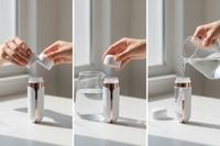 Open the facial ice roller and fill it with clean water.