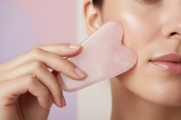 Hold the Gua Sha tool at a slight angle against the skin. 