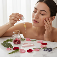 Clean your face and apply a few drops of facial oil, serum, or moisturiser.  