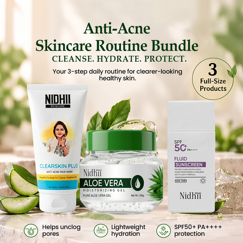 Anti-Acne Skincare Routine Bundle | Face Wash + Aloe Vera Gel + SPF 50+ Sunscreen